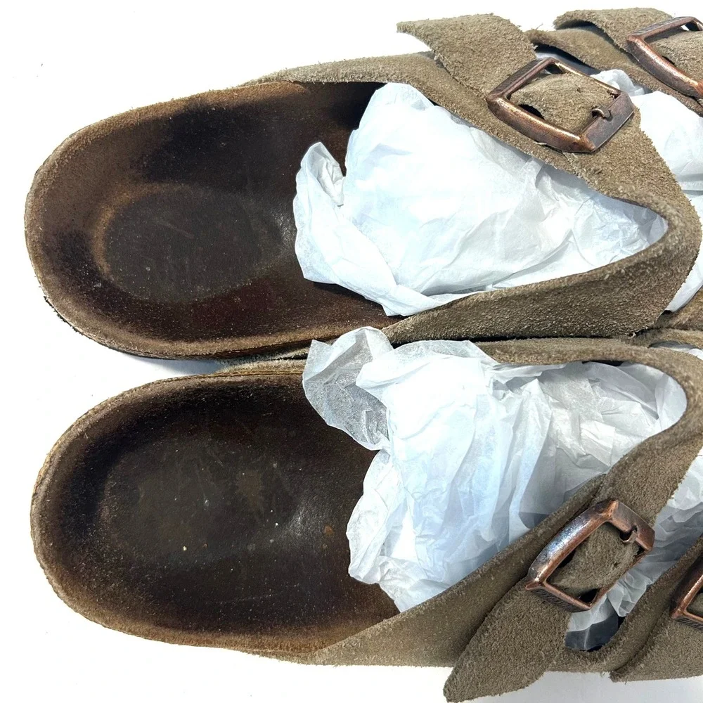 Birkenstock Arizona Sandals Mens 9-9.5 42 Brown Good Suede Double Strap Slides
